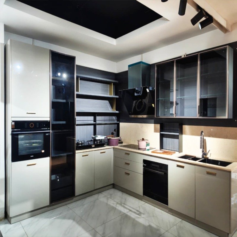 Signature Modern Beige & Black Contemporary Kitche...